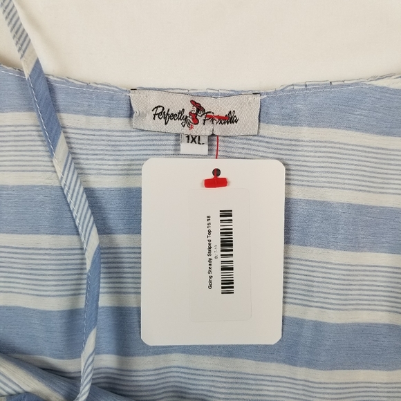 Perfectly Priscilla Blue White Striped Tank Top Summer Blouse Size XL - Picture 6 of 12